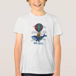 Flying Blue Whale with Hot Air Balloon Tri-Blend Shirt