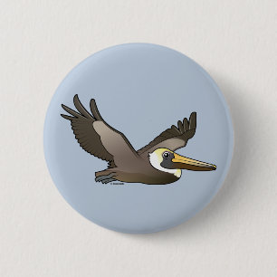 Flying Brown Pelican 6 Cm Round Badge