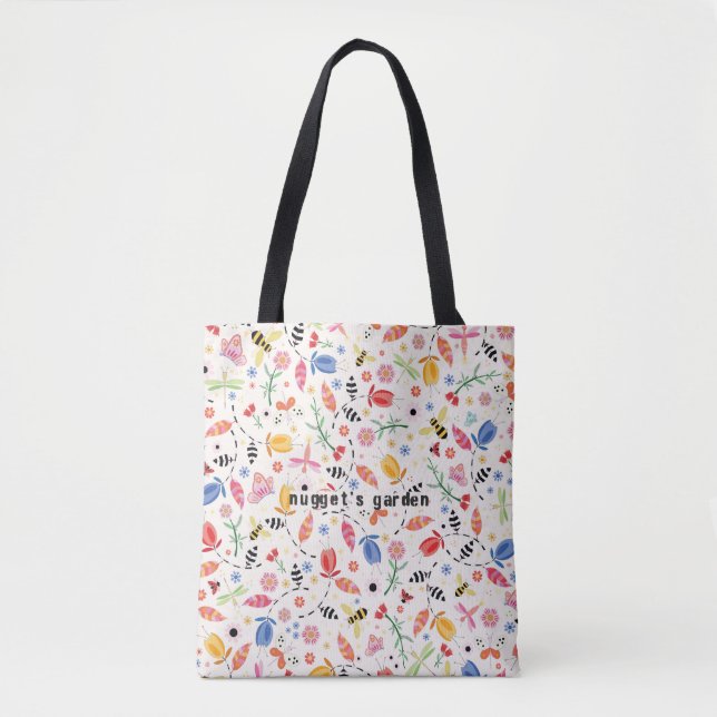Flying Bugs n' Blossoms All-Over Tote Bag (Front)