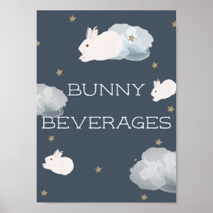 Flying Bunny Baby Shower Bunny Beverages Sign