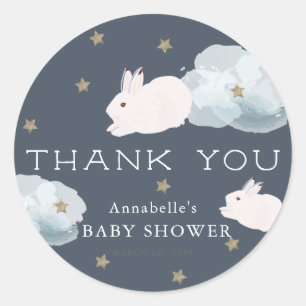 Flying Bunny Baby Shower Thank You Sticker