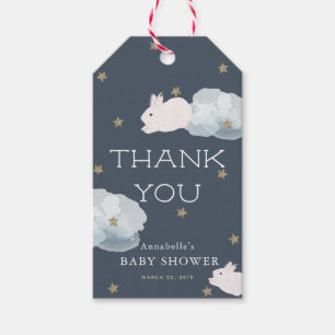Flying Bunny Navy Baby Shower Thank You GIft Tag