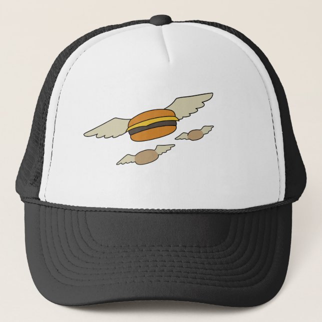 Flying burger burgers funny bob bobs bob's hamburg trucker hat (Front)