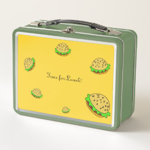 Flying burgers metal lunch box