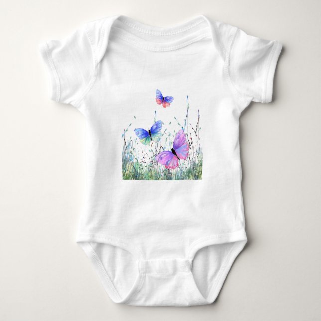 Flying Butterflies Baby Bodysuit (Front)