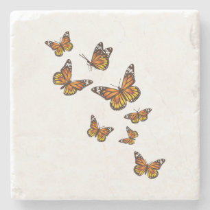 Flying Butterflies - Butterfly Lover Gardener Ento Stone Coaster
