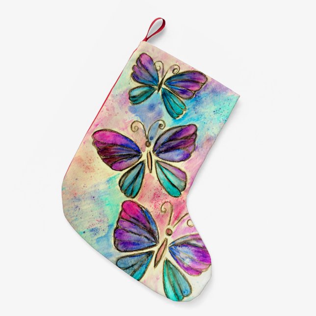Flying Butterflies Christmas Stocking (Front (Hanging))
