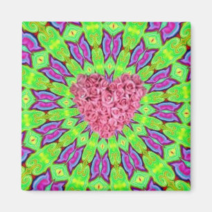Flying Butterflies framing Roses Heart Magnet