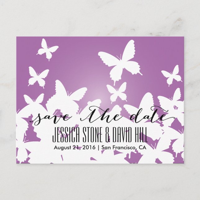 Flying Butterflies Garden Wedding Save the Date Announcement Postcard (Front)
