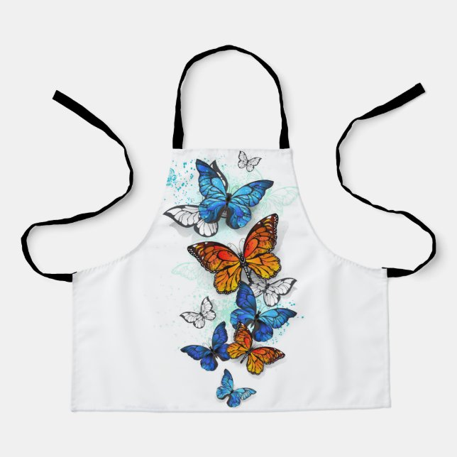 Flying Butterflies Morpho and Monarch Apron (Front)