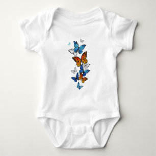 Flying Butterflies Morpho and Monarch Baby Bodysuit