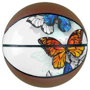 Flying Butterflies Morpho and Monarch Basketball
