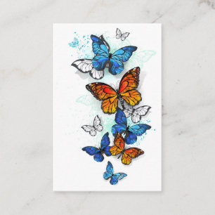 Flying Butterflies Morpho and Monarch Business Card