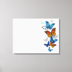 Flying Butterflies Morpho and Monarch Canvas Print
