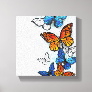 Flying Butterflies Morpho and Monarch Canvas Print