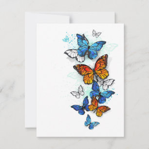 Flying Butterflies Morpho and Monarch Card