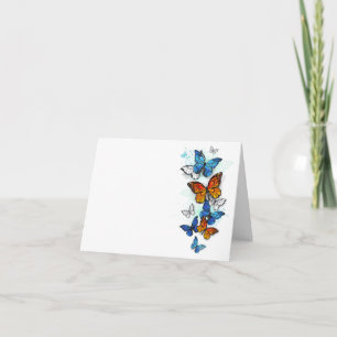 Flying Butterflies Morpho and Monarch Card