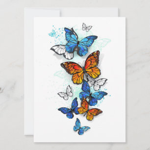 Flying Butterflies Morpho and Monarch Card