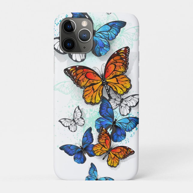 Flying Butterflies Morpho and Monarch Case-Mate iPhone Case (Back)