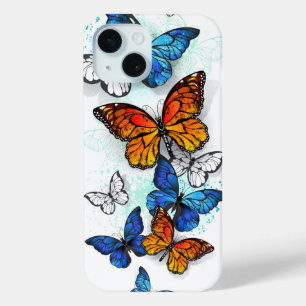 Flying Butterflies Morpho and Monarch iPhone 15 Case