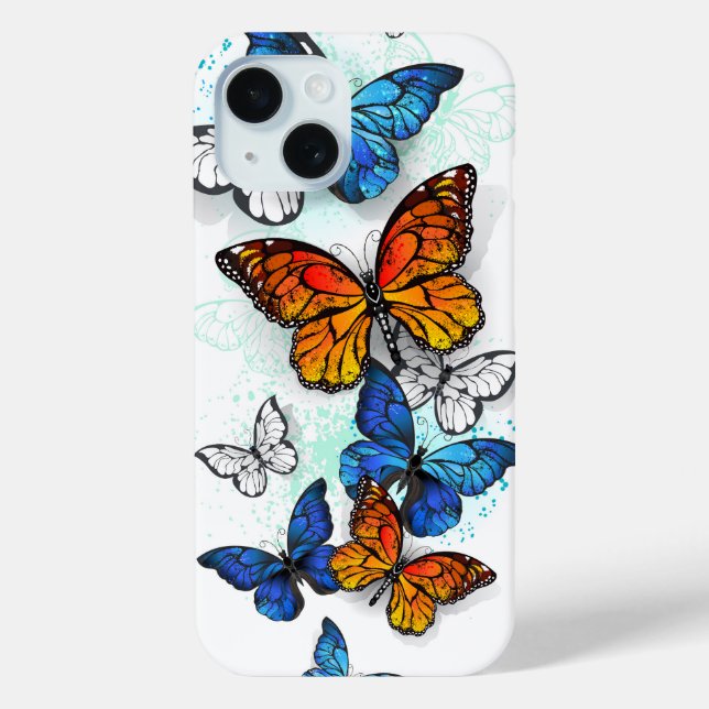 Flying Butterflies Morpho and Monarch Case-Mate iPhone Case (Back)