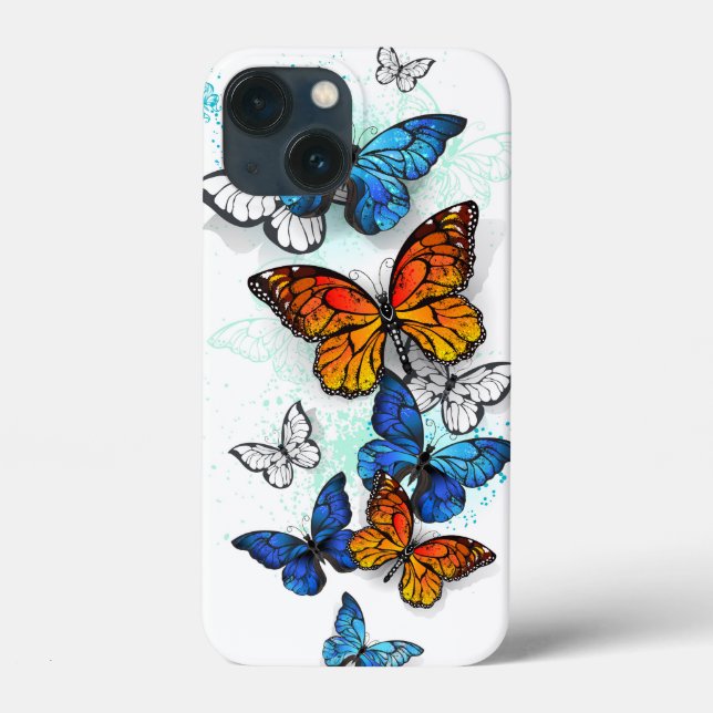 Flying Butterflies Morpho and Monarch Case-Mate iPhone Case (Back)