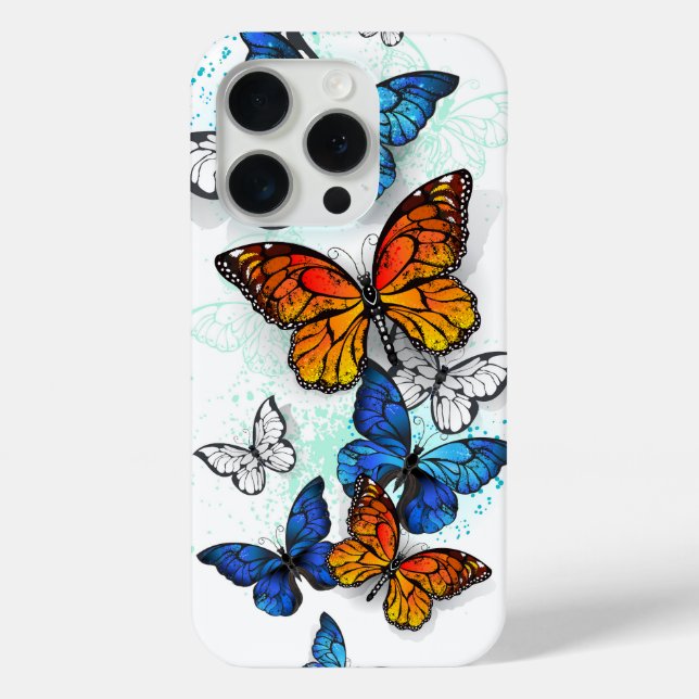 Flying Butterflies Morpho and Monarch Case-Mate iPhone Case (Back)