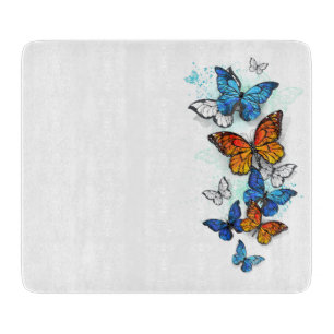 Flying Butterflies Morpho and Monarch Cutting Board