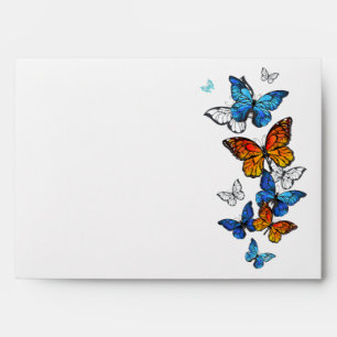 Flying Butterflies Morpho and Monarch Envelope