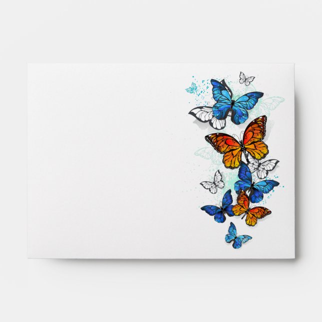Flying Butterflies Morpho and Monarch Envelope (Front)