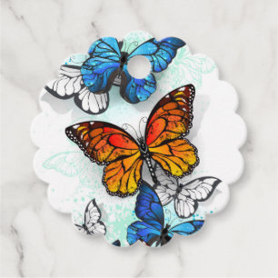 Flying Butterflies Morpho and Monarch Favour Tags