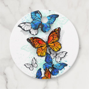 Flying Butterflies Morpho and Monarch Favour Tags