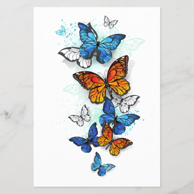 Flying Butterflies Morpho and Monarch Flyer (Front)