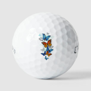 Flying Butterflies Morpho and Monarch Golf Balls