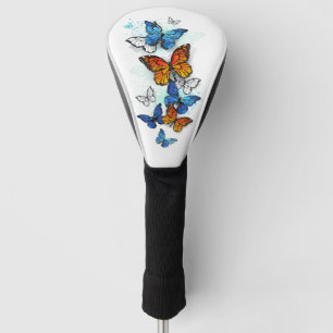 Flying Butterflies Morpho and Monarch Golf Head Cover