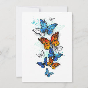 Flying Butterflies Morpho and Monarch Holiday Card