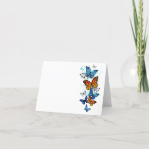 Flying Butterflies Morpho and Monarch Holiday Card