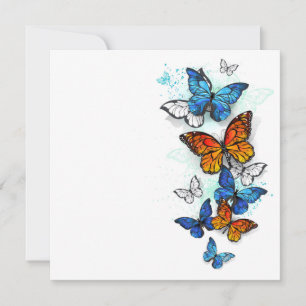 Flying Butterflies Morpho and Monarch Holiday Card