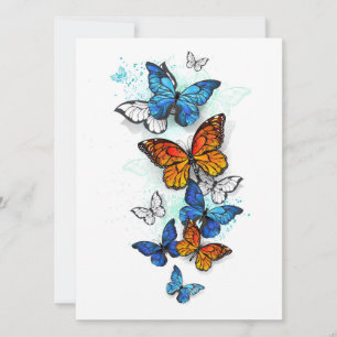 Flying Butterflies Morpho and Monarch Holiday Card