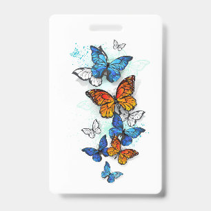 Flying Butterflies Morpho and Monarch ID Badge