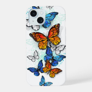 Flying Butterflies Morpho and Monarch iPhone 15 Case