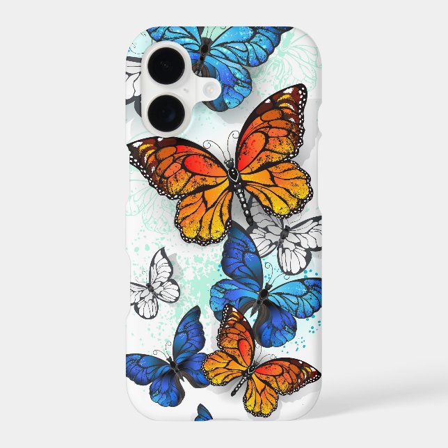 Flying Butterflies Morpho and Monarch iPhone Case (Back)