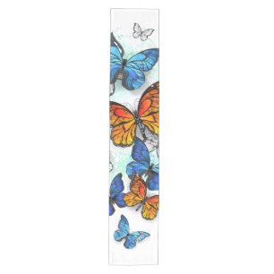 Flying Butterflies Morpho and Monarch Medium Table Runner