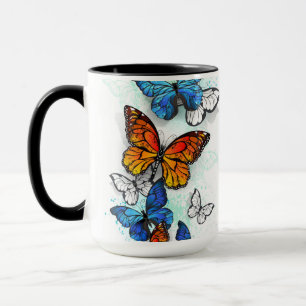Flying Butterflies Morpho and Monarch Mug