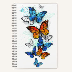 Flying Butterflies Morpho and Monarch Notebook