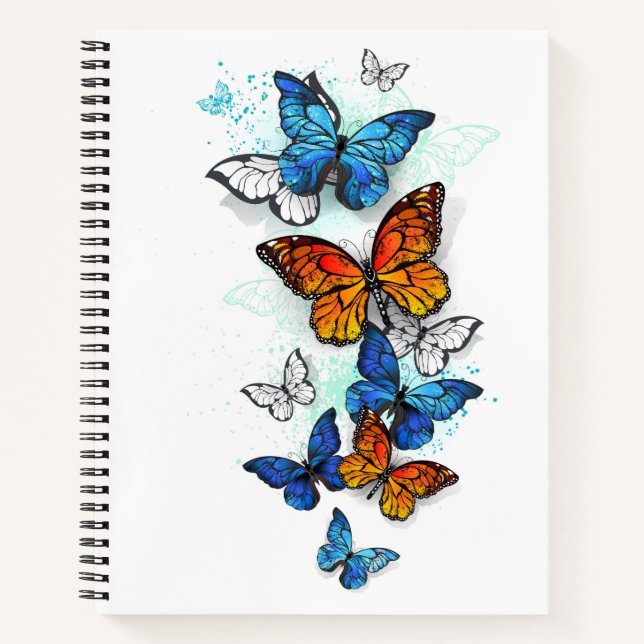 Flying Butterflies Morpho and Monarch Notebook (Front)