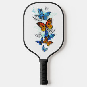 Flying Butterflies Morpho and Monarch Pickleball Paddle