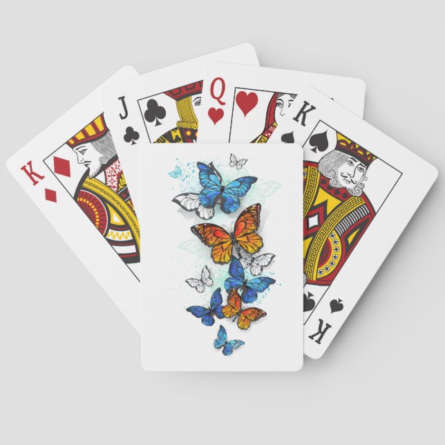 Flying Butterflies Morpho and Monarch Playing Cards (Back)