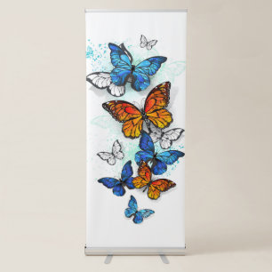 Flying Butterflies Morpho and Monarch Retractable Banner