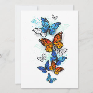 Flying Butterflies Morpho and Monarch Save The Date